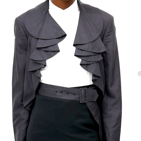 Pre-owned Comme des Garçons grey silk blazer - Picture 1 of 5